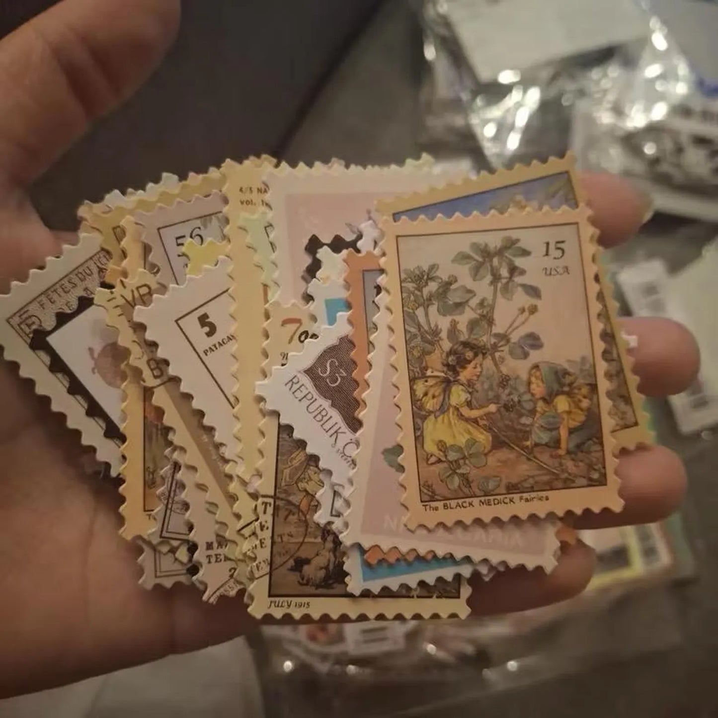 50 pcs Vintage Fairy Woodland Mushroom Forest Stamp-style Stickers - Deco Paper Ephemera