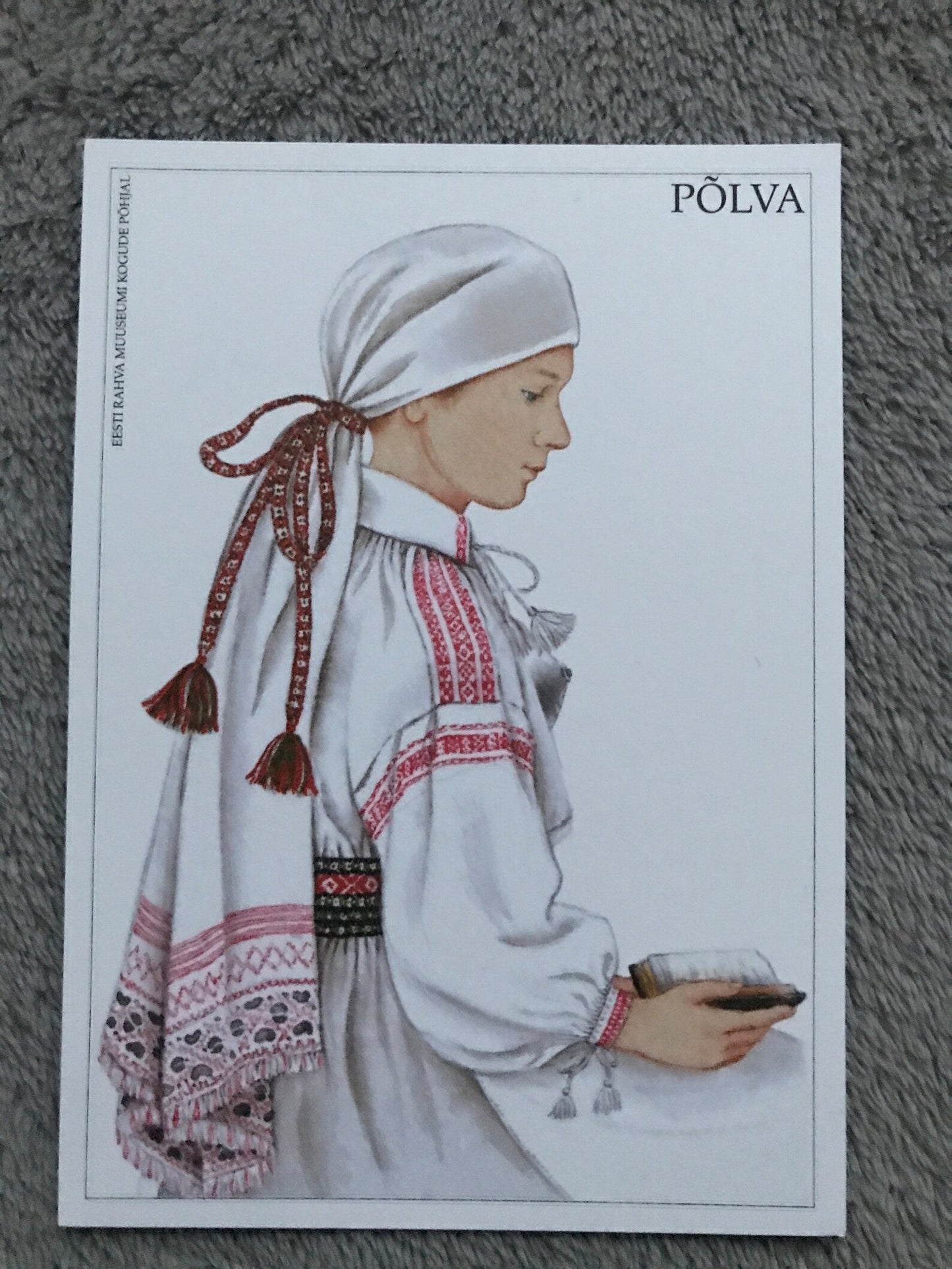 Estonian art postcard - Estonian Folk dress - PÕLVA area National costume - Artist Mari Kaarma - 2000 - unused