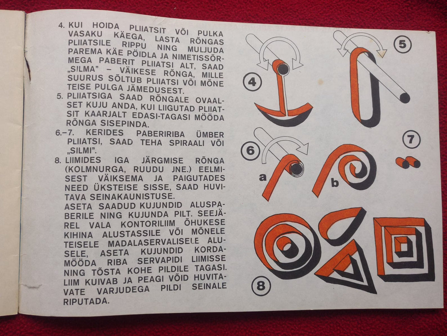 Estonian Children's Craft book - LETS MAKE PAPER MOSAIC from paper stripes - Printed in 1970 - USSR