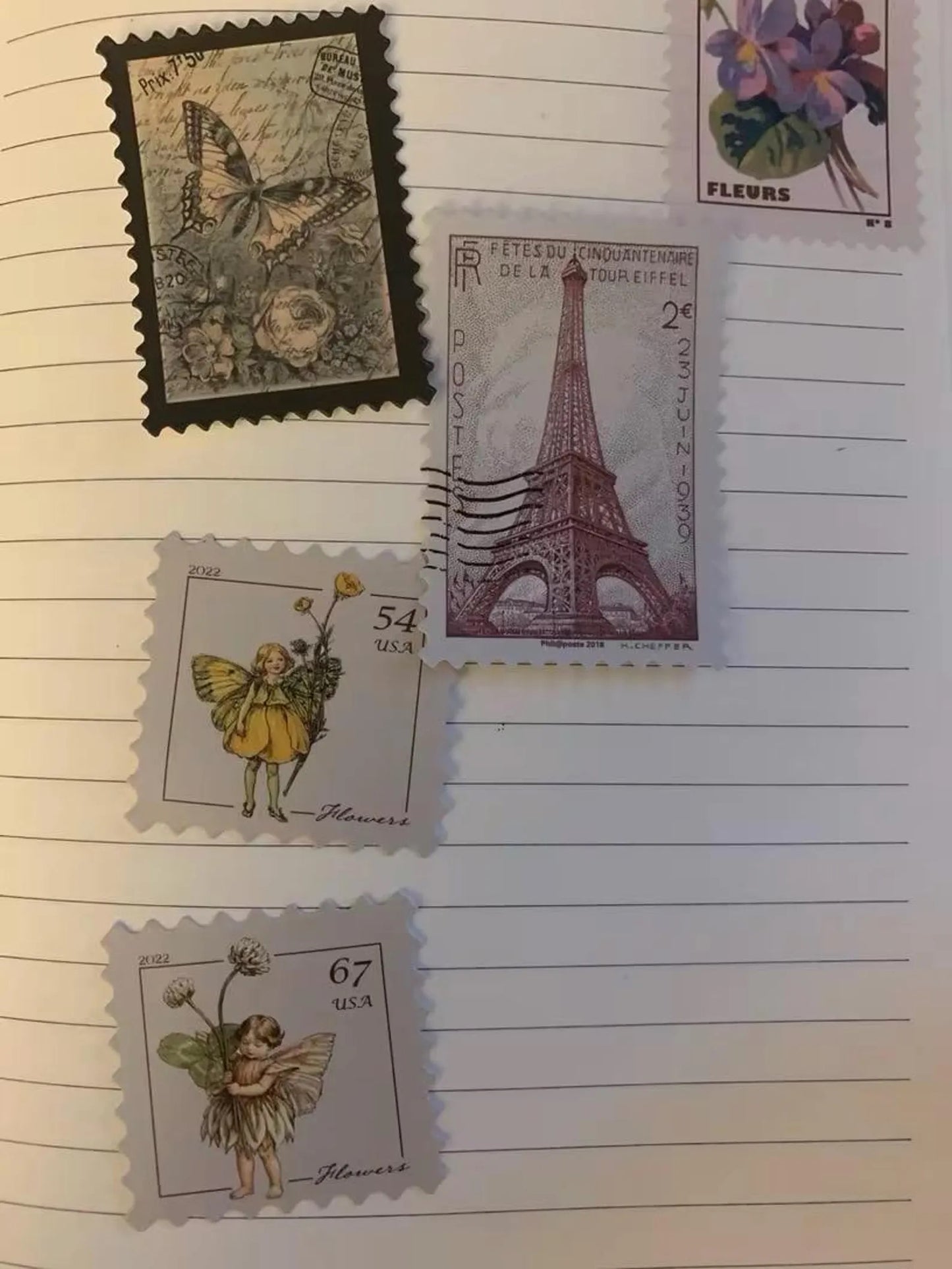 50 pcs Vintage Fairy Woodland Mushroom Forest Stamp-style Stickers - Deco Paper Ephemera