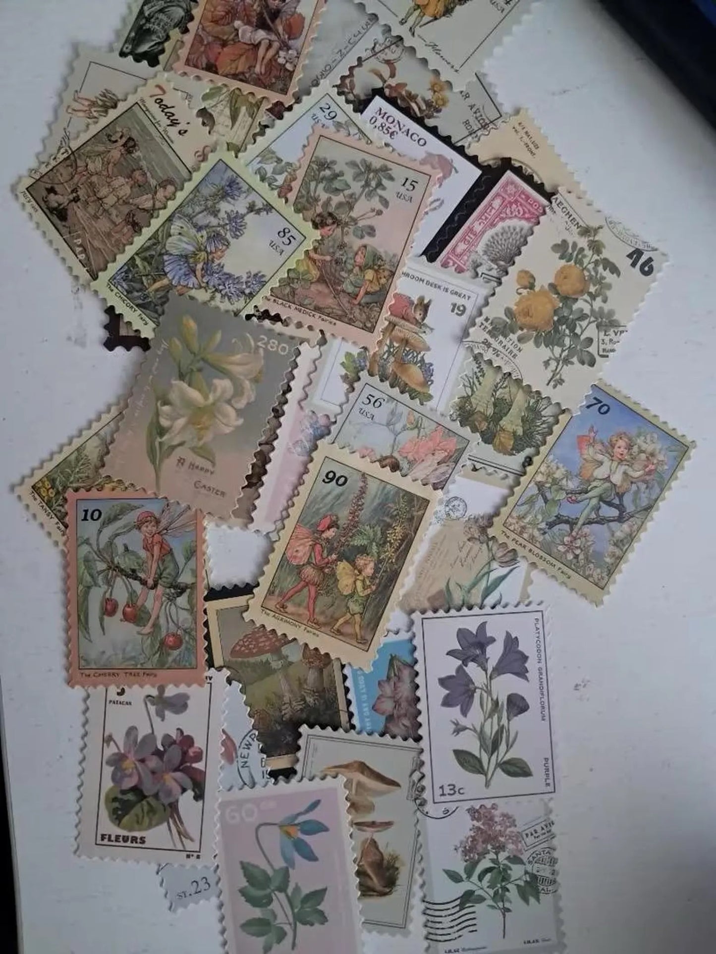 50 pcs Vintage Fairy Woodland Mushroom Forest Stamp-style Stickers - Deco Paper Ephemera