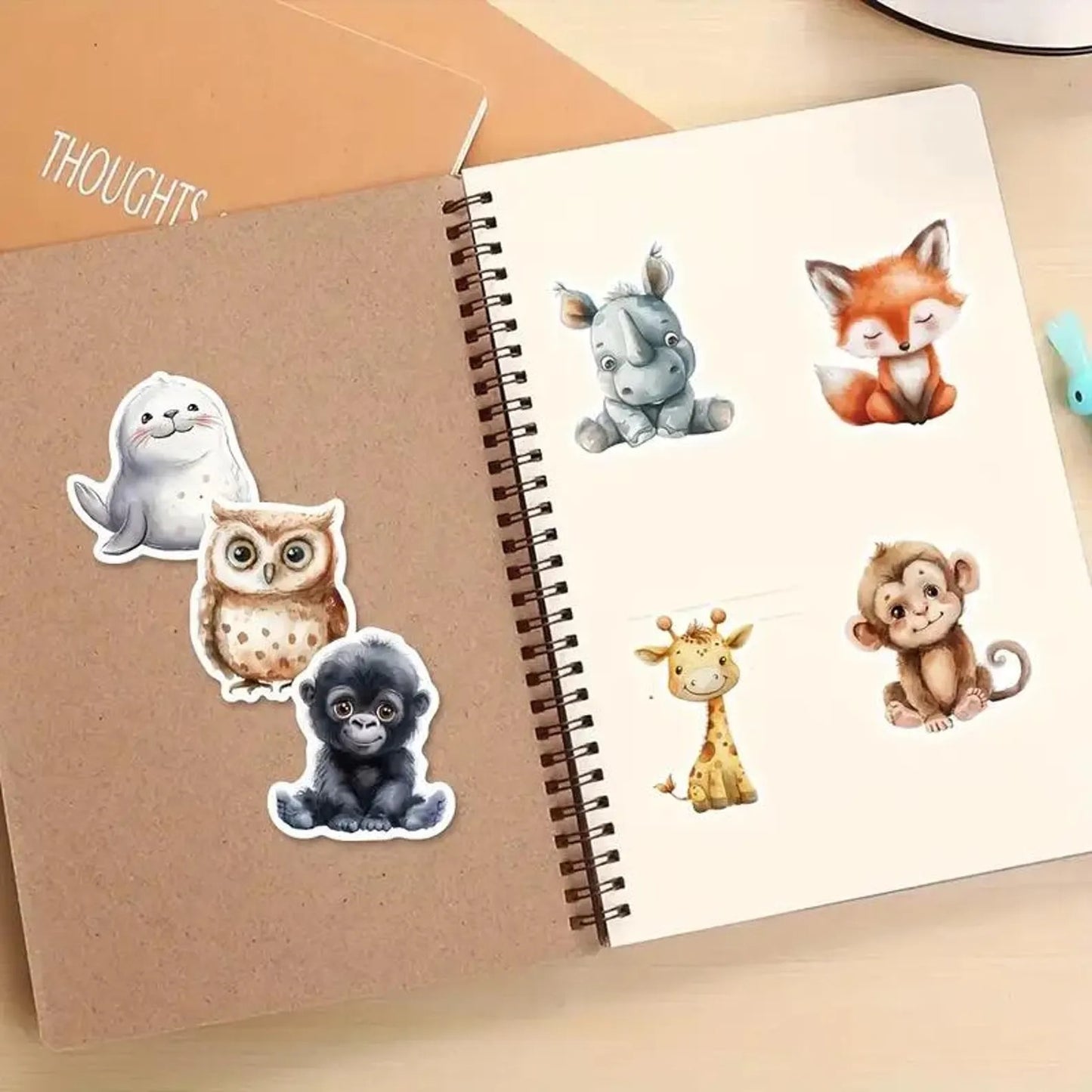 50 pcs Vintage Cute Animal Stickers - Deco Paper Ephemera