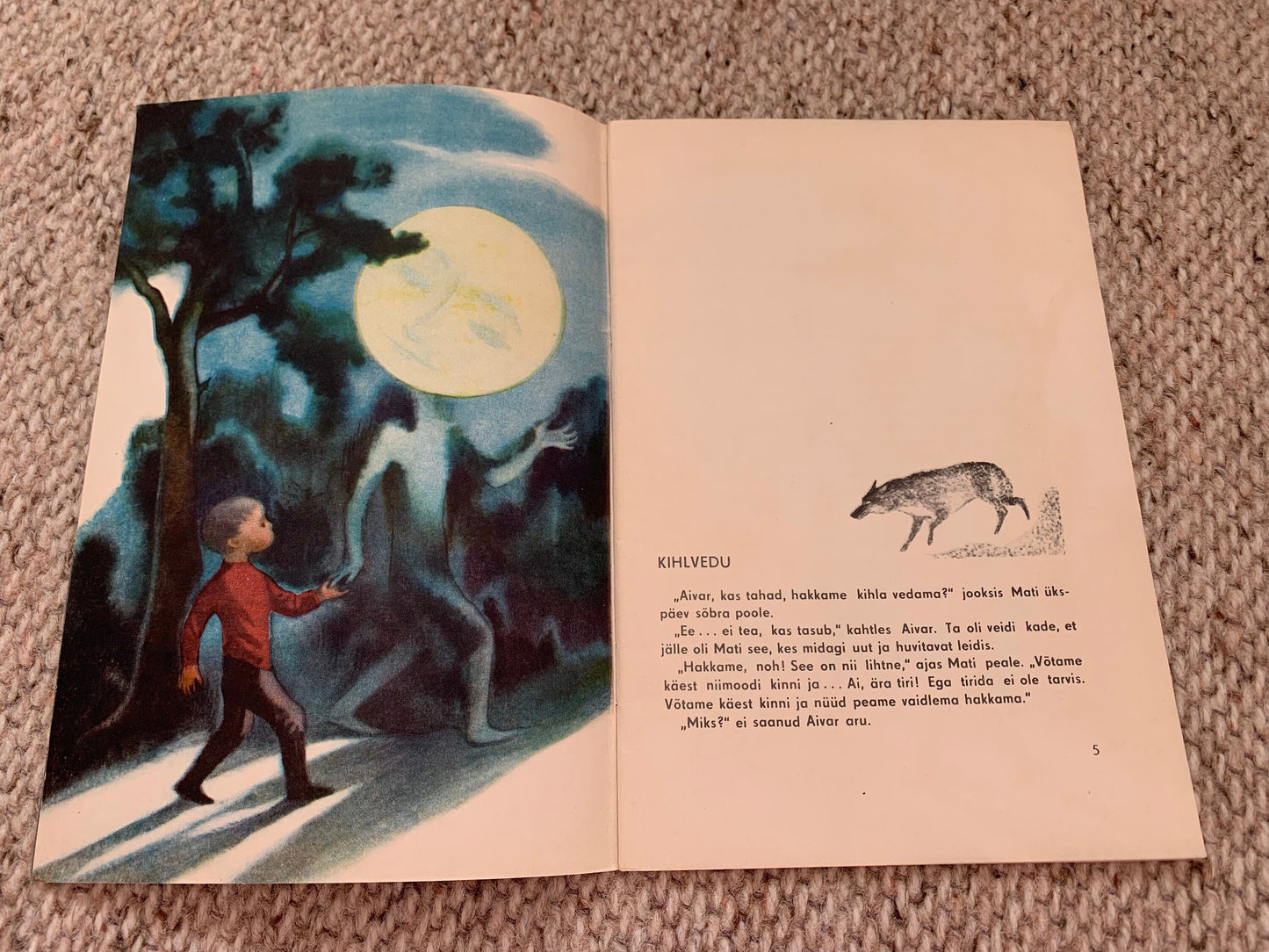 Vintage Estonian Children's Book - POISS JA KUU (Boy and Moon) - Gorgeous illustrations - 1969