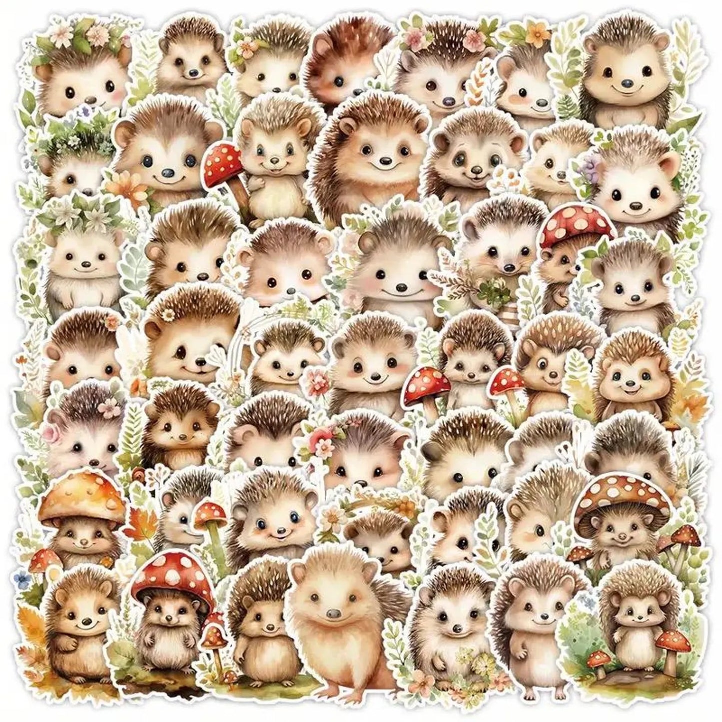 50 pcs Vintage Cute Animal Hedgehog Stickers - Deco Paper Ephemera