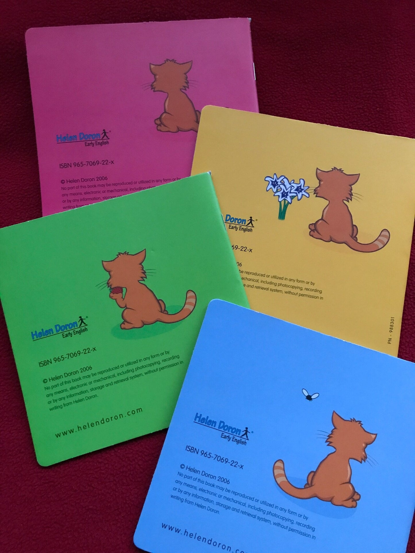 Set of 4 Vintage Helen Doron CAT SUNNY Children's Books for small Kids. Picture Books, Primer Books, Educational Books
