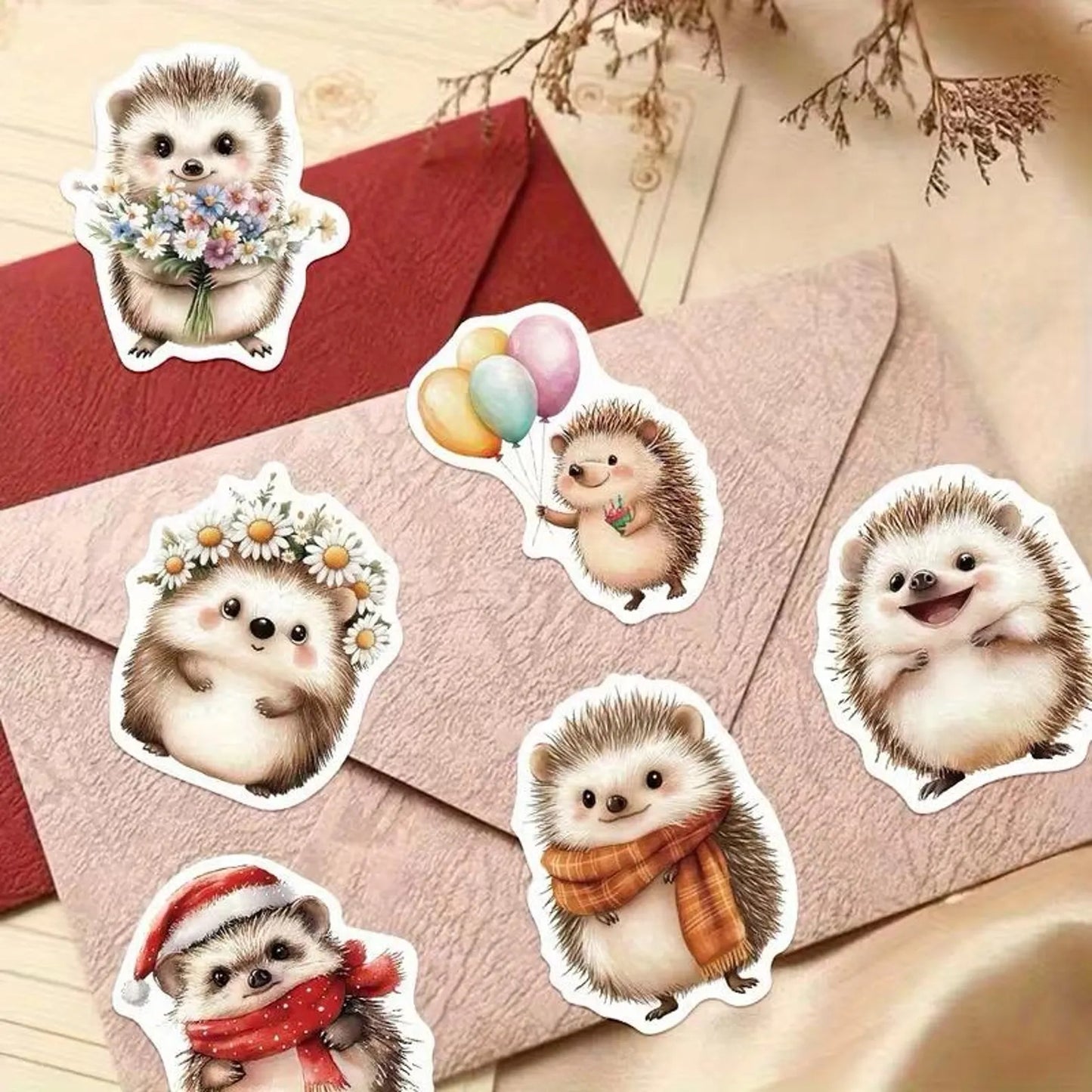 50 pcs Vintage Cute Animal Hedgehog Stickers - Deco Paper Ephemera