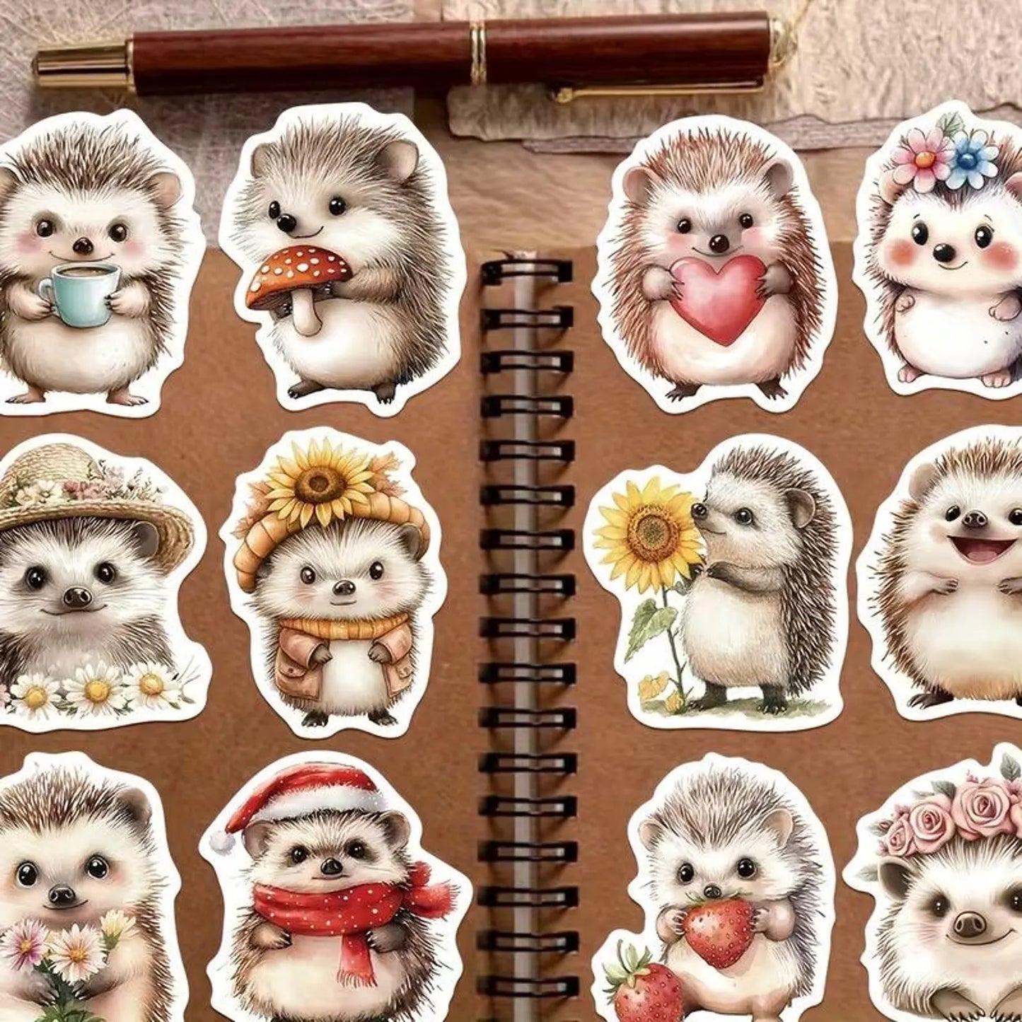 50 pcs Vintage Cute Animal Hedgehog Stickers - Deco Paper Ephemera