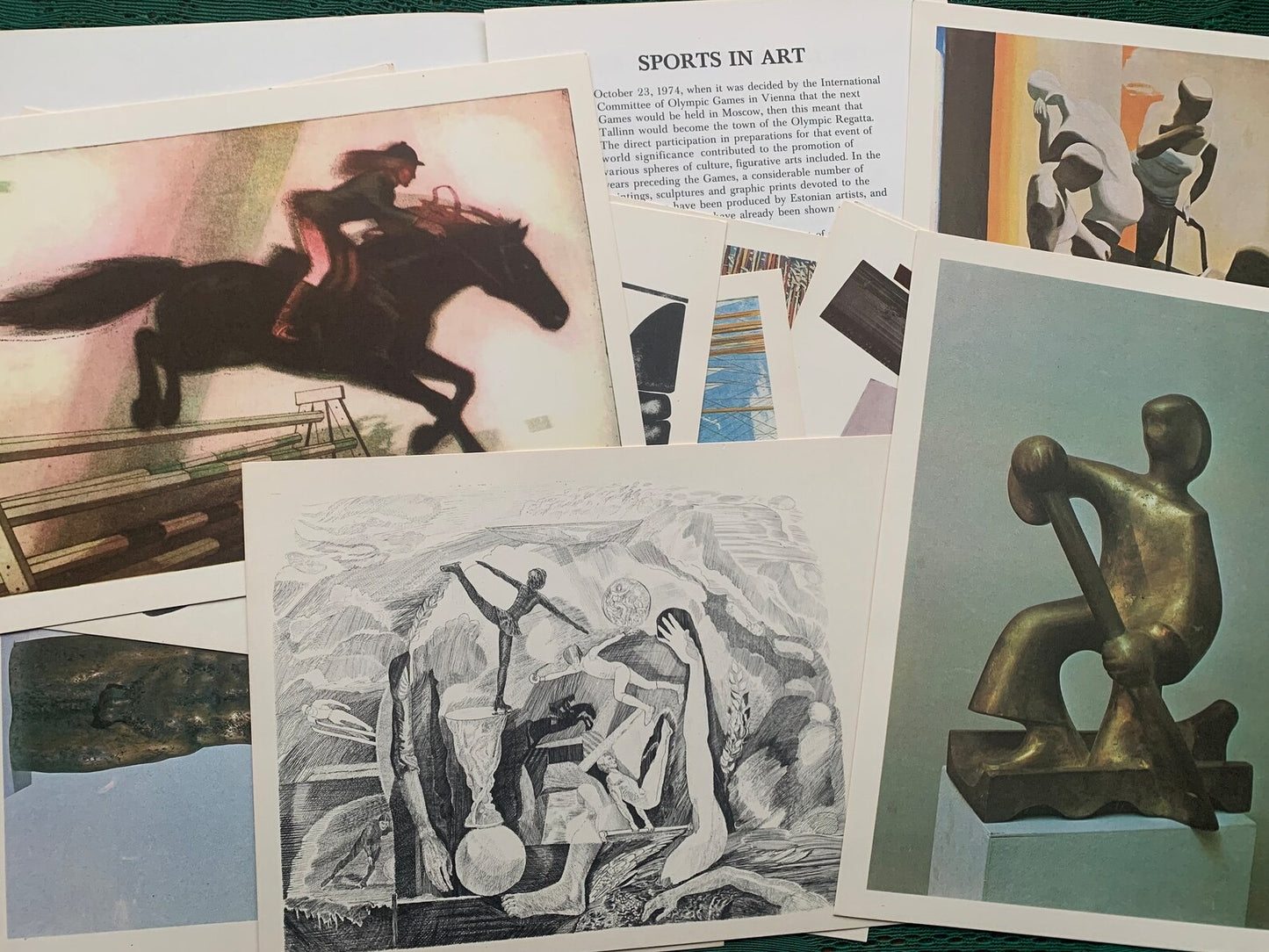 Set of 13 SPORTS in ART prints. Olympic Regatta Tallinn 1980 (Moscow Olympics 1980) USSR - Text in Estonian, Russian, English and German - Art by various Estonian artists - 1979 - unused