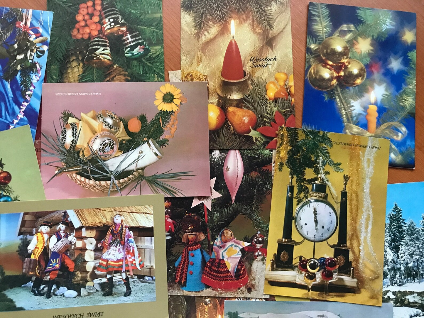 Pack of 24 unused New Year postcards printed in Poland 1980s. C Hовым годом, Christmas Cards, Soviet Postcards, Retro Greeting Cards.