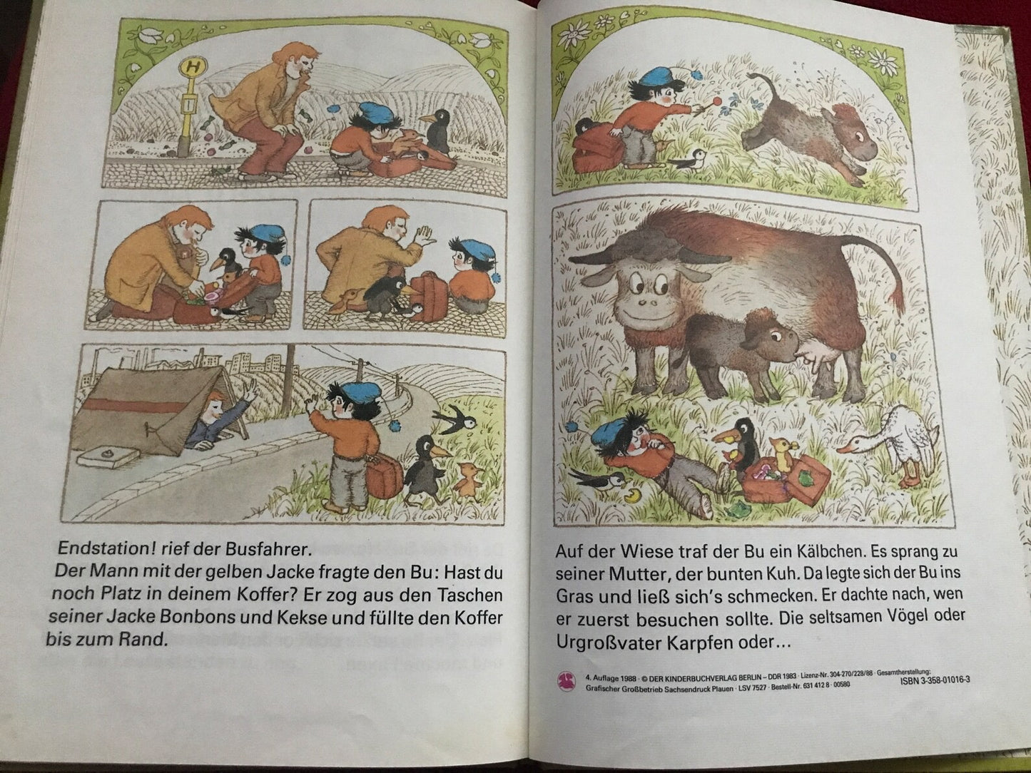 Vintage DDR (1988) children's book "Once upon a time there was a Bu" - Es war einmal ein Bu - Primer book in German. Gorgeous illustrations.