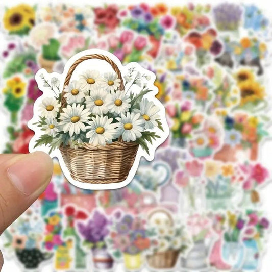 50 pcs Vintage Floral Flower Stickers - Deco Paper Ephemera