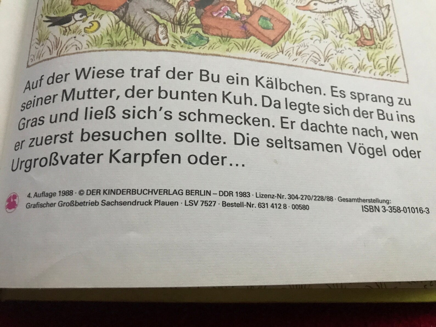 Vintage DDR (1988) children's book "Once upon a time there was a Bu" - Es war einmal ein Bu - Primer book in German. Gorgeous illustrations.
