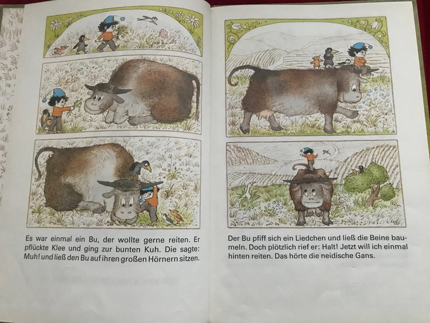 Vintage DDR (1988) children's book "Once upon a time there was a Bu" - Es war einmal ein Bu - Primer book in German. Gorgeous illustrations.