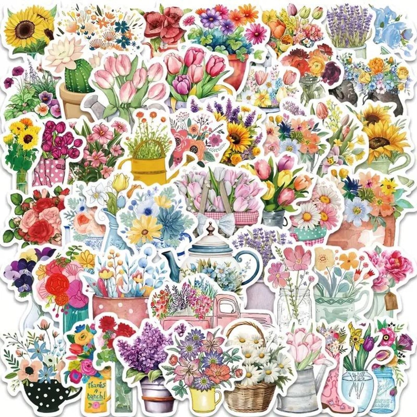 50 pcs Vintage Floral Flower Stickers - Deco Paper Ephemera