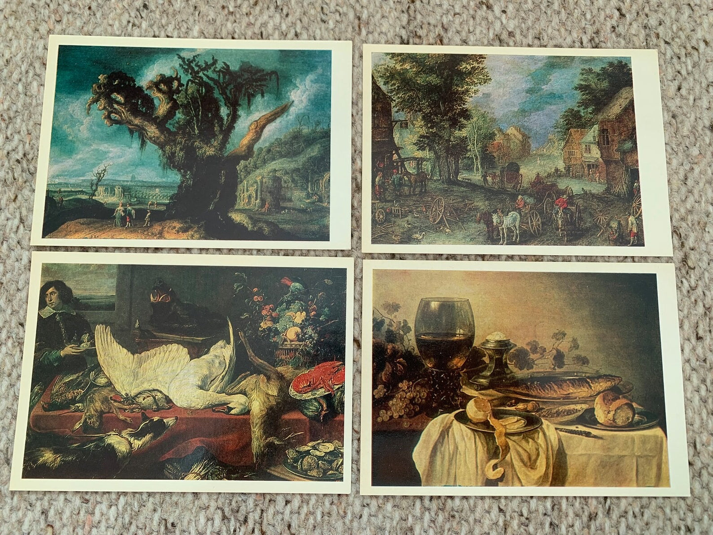 DUTCH and FLEMISH PAINTING - 16 Vintage unused USSR art postcards - The Pushkin Museum of Fine Arts - Rembrandt, Rubens, Snyders, Ruisdael, Heda