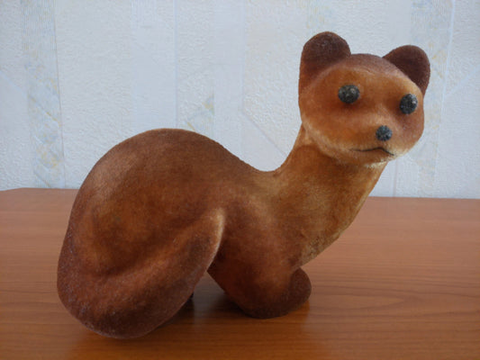 Collectible vintage plush toy from USSR - 1970s polymer soft toy WEASEL - Soviet time souvenir