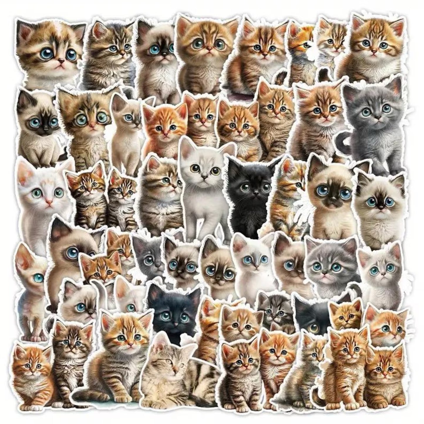 50 pcs Vintage Cat Stickers - Deco Paper Ephemera