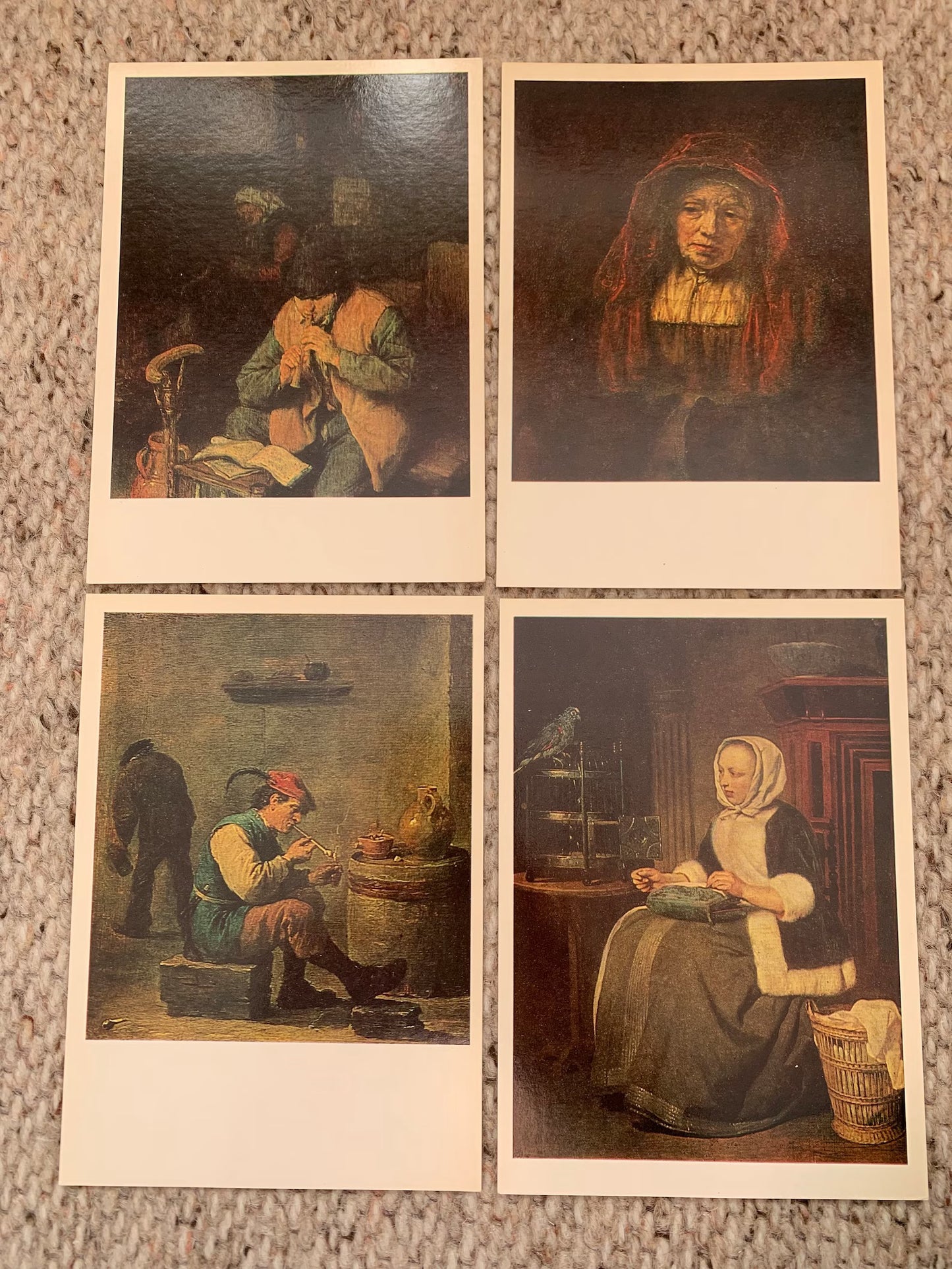 DUTCH and FLEMISH PAINTING - 16 Vintage unused USSR art postcards - The Pushkin Museum of Fine Arts - Rembrandt, Rubens, Snyders, Ruisdael, Heda