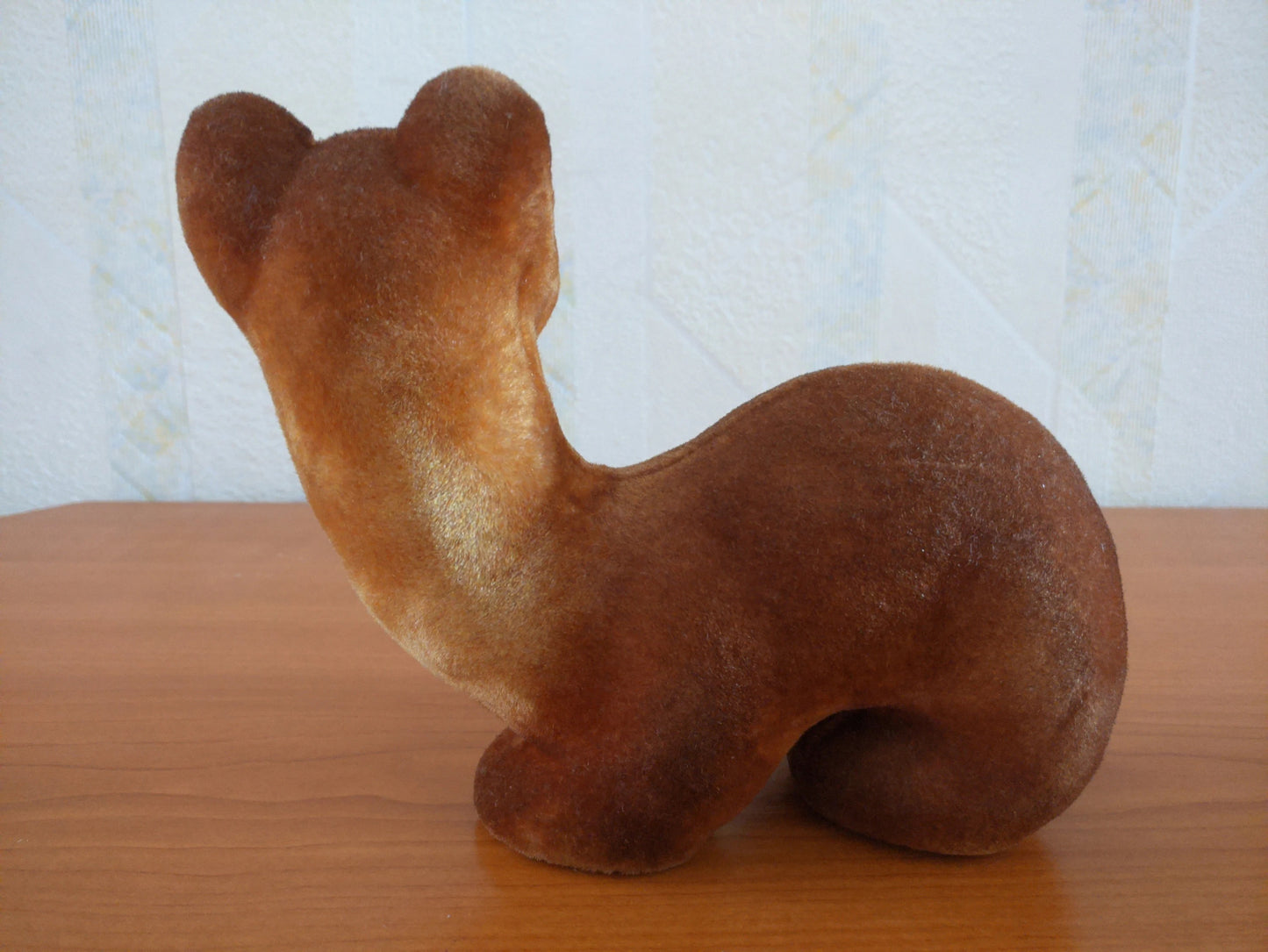 Collectible vintage plush toy from USSR - 1970s polymer soft toy WEASEL - Soviet time souvenir