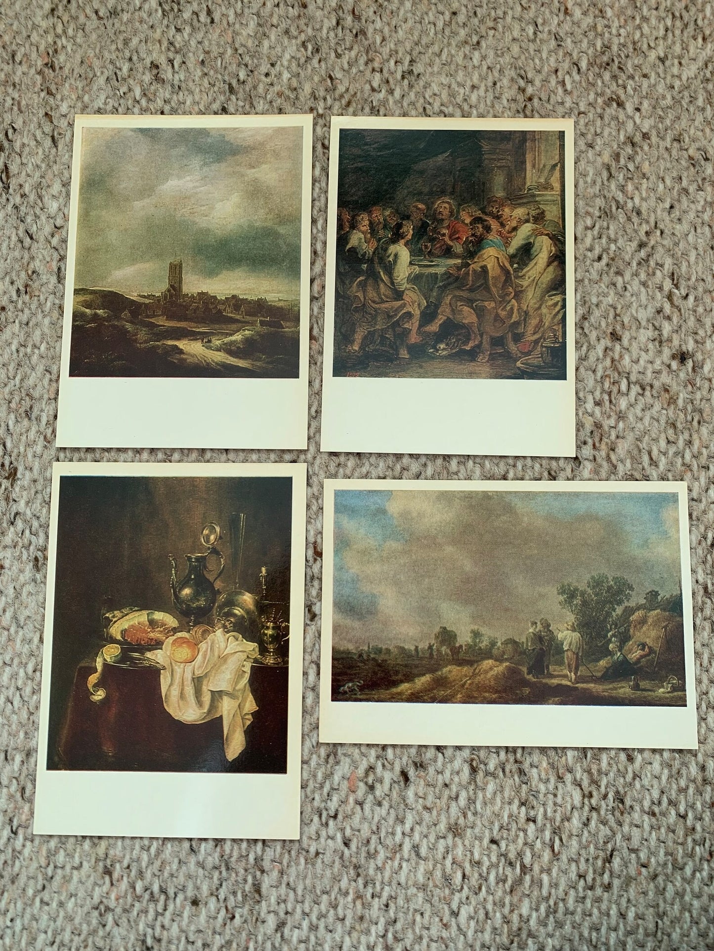 DUTCH and FLEMISH PAINTING - 16 Vintage unused USSR art postcards - The Pushkin Museum of Fine Arts - Rembrandt, Rubens, Snyders, Ruisdael, Heda