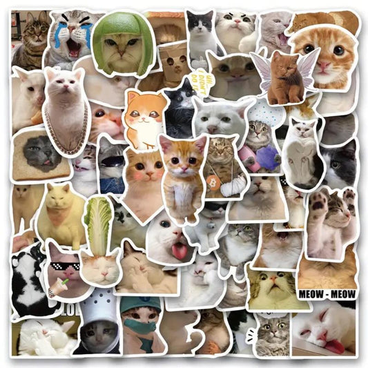 50 pcs Vintage Cat Stickers - Deco Paper Ephemera