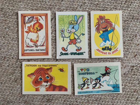 Set of 5 pocket calendars - Soviet cartoon / fairy-tale theme - 1987-1989