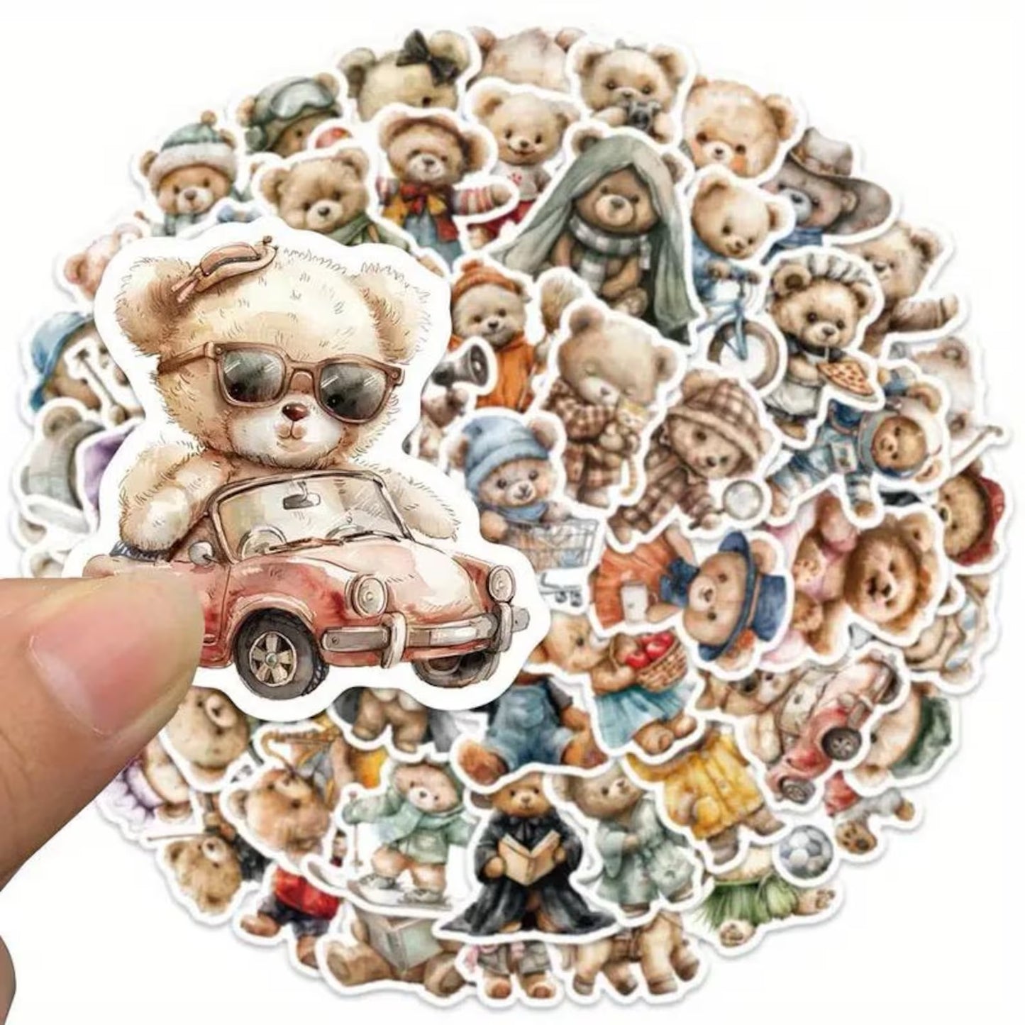 50 pcs Vintage Teddy Bear Stickers - Deco Paper Ephemera