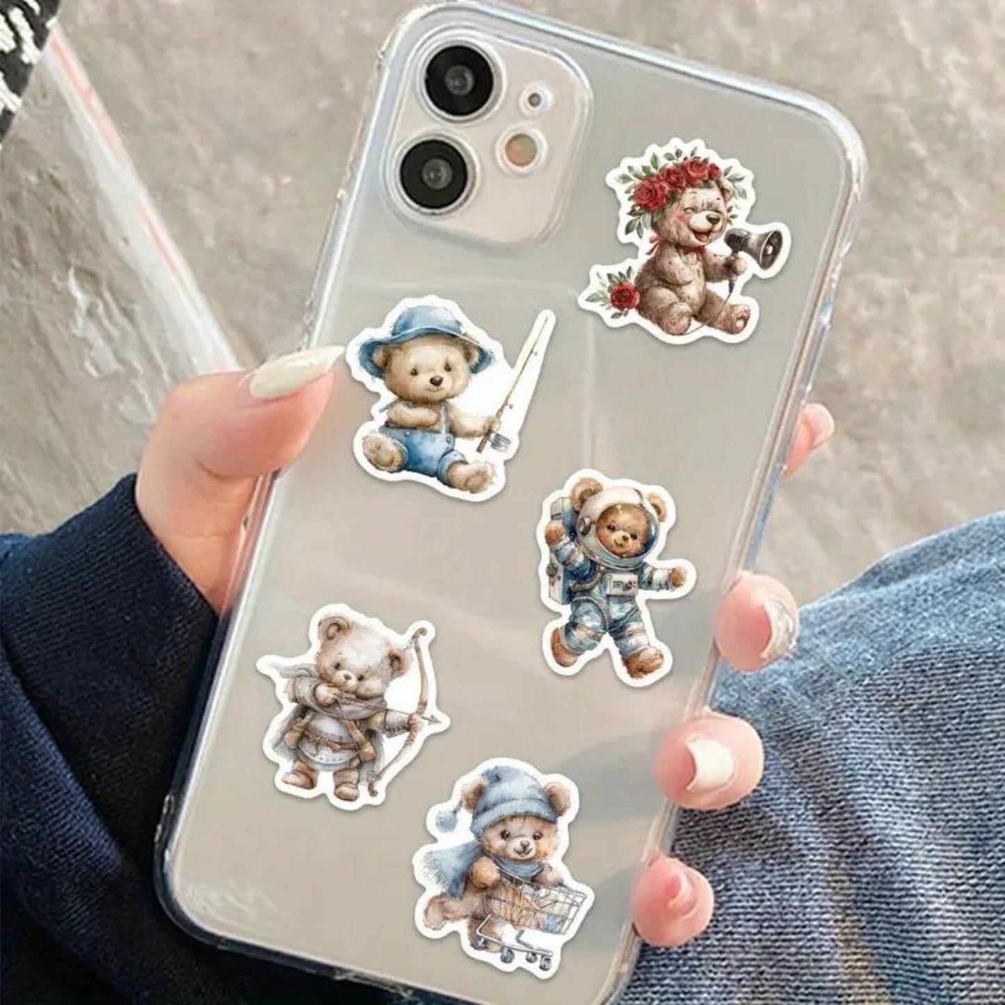 50 pcs Vintage Teddy Bear Stickers - Deco Paper Ephemera