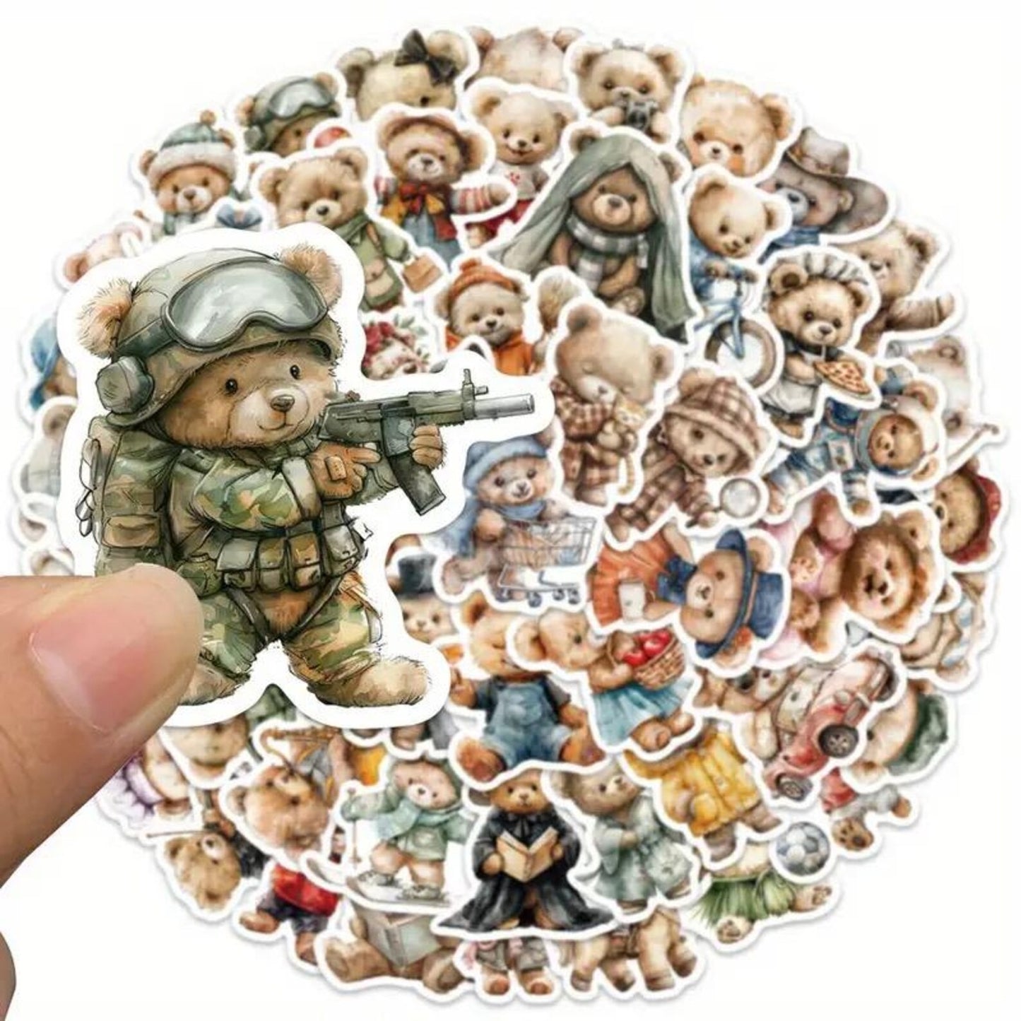 50 pcs Vintage Teddy Bear Stickers - Deco Paper Ephemera