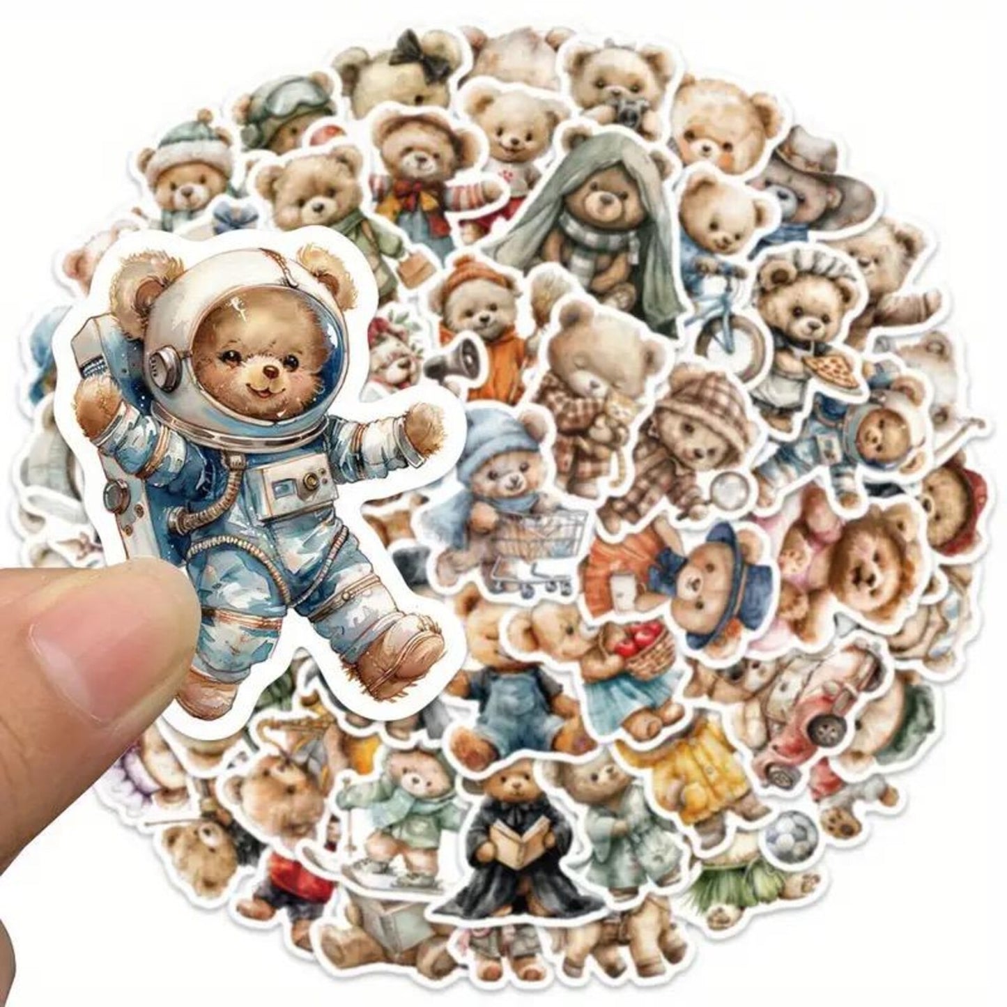 50 pcs Vintage Teddy Bear Stickers - Deco Paper Ephemera