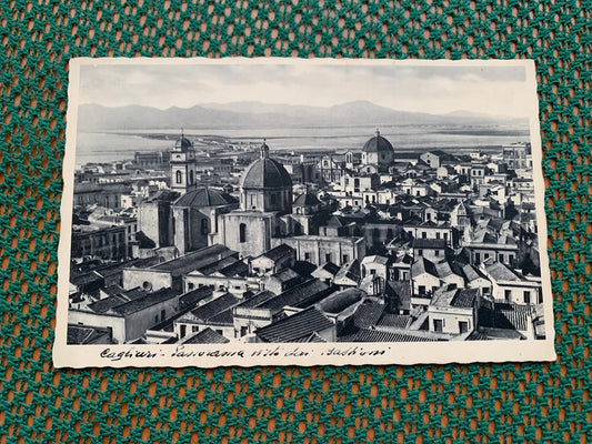 Old postcard - Antique postcard - Cagliari panorama visto dai bastioni - Cagliari panorama seen from the bastions - Italy - early 1900's - unused