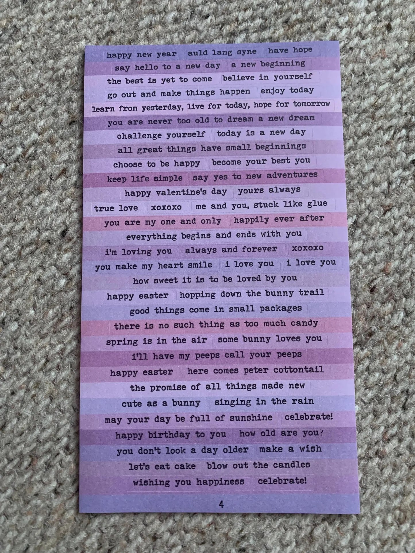 4 sheets Vintage Inspirational Quote Stickers - Deco Paper Ephemera
