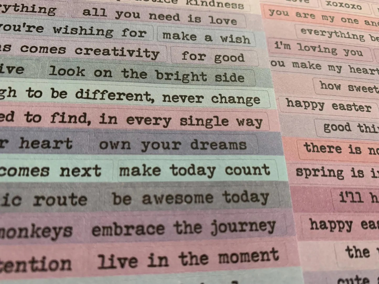 4 sheets Vintage Inspirational Quote Stickers - Deco Paper Ephemera