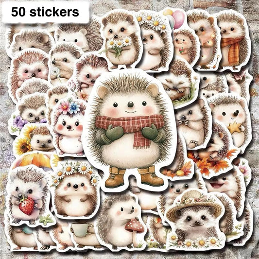 50 pcs Vintage Cute Animal Hedgehog Stickers - Deco Paper Ephemera