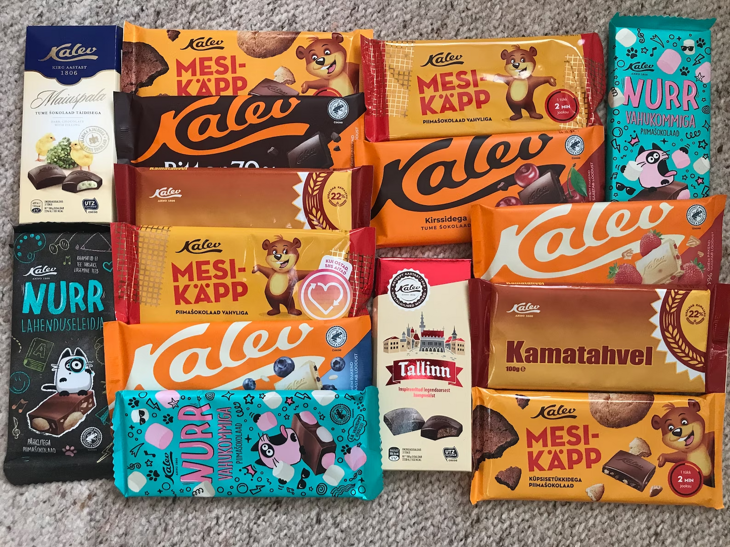 SALE!! Estonian Chocolate 15 bars - Kalev - White chocolate - Milk chocolate - Dark chocolate - Random choice