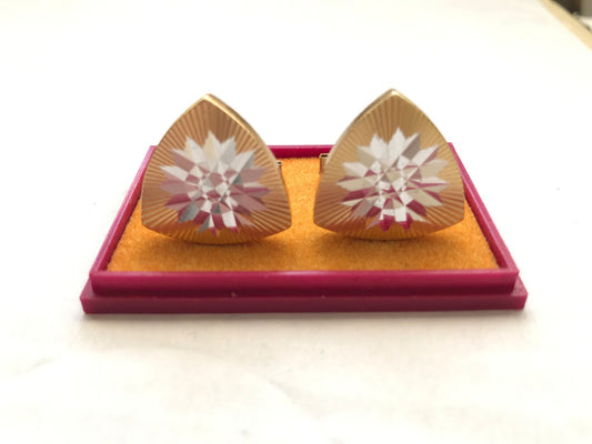 Vintage Soviet time golden cuff links in original gift box - Mens vintage jewellery from 70s - Made in USSR accessories