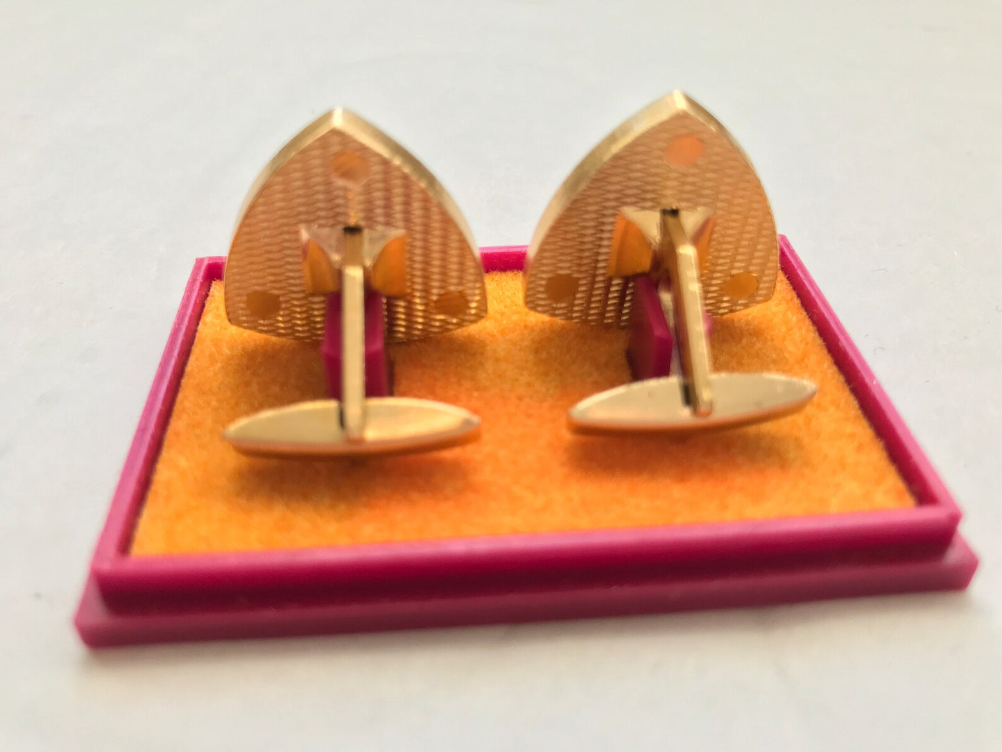 Vintage Soviet time golden cuff links in original gift box - Mens vintage jewellery from 70s - Made in USSR accessories