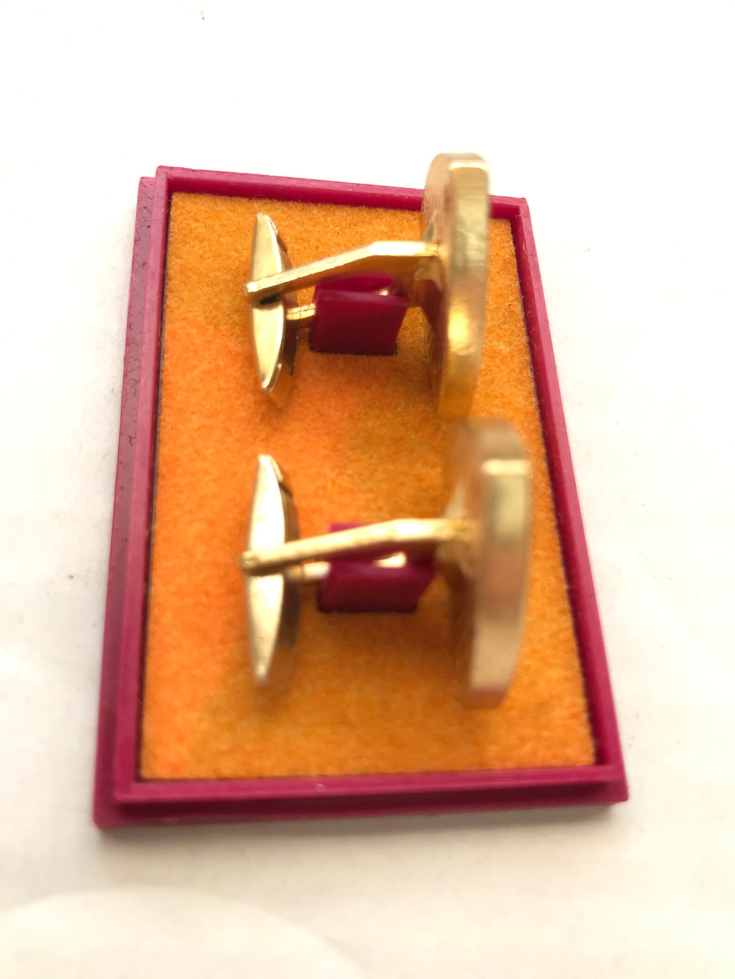 Vintage Soviet time golden cuff links in original gift box - Mens vintage jewellery from 70s - Made in USSR accessories