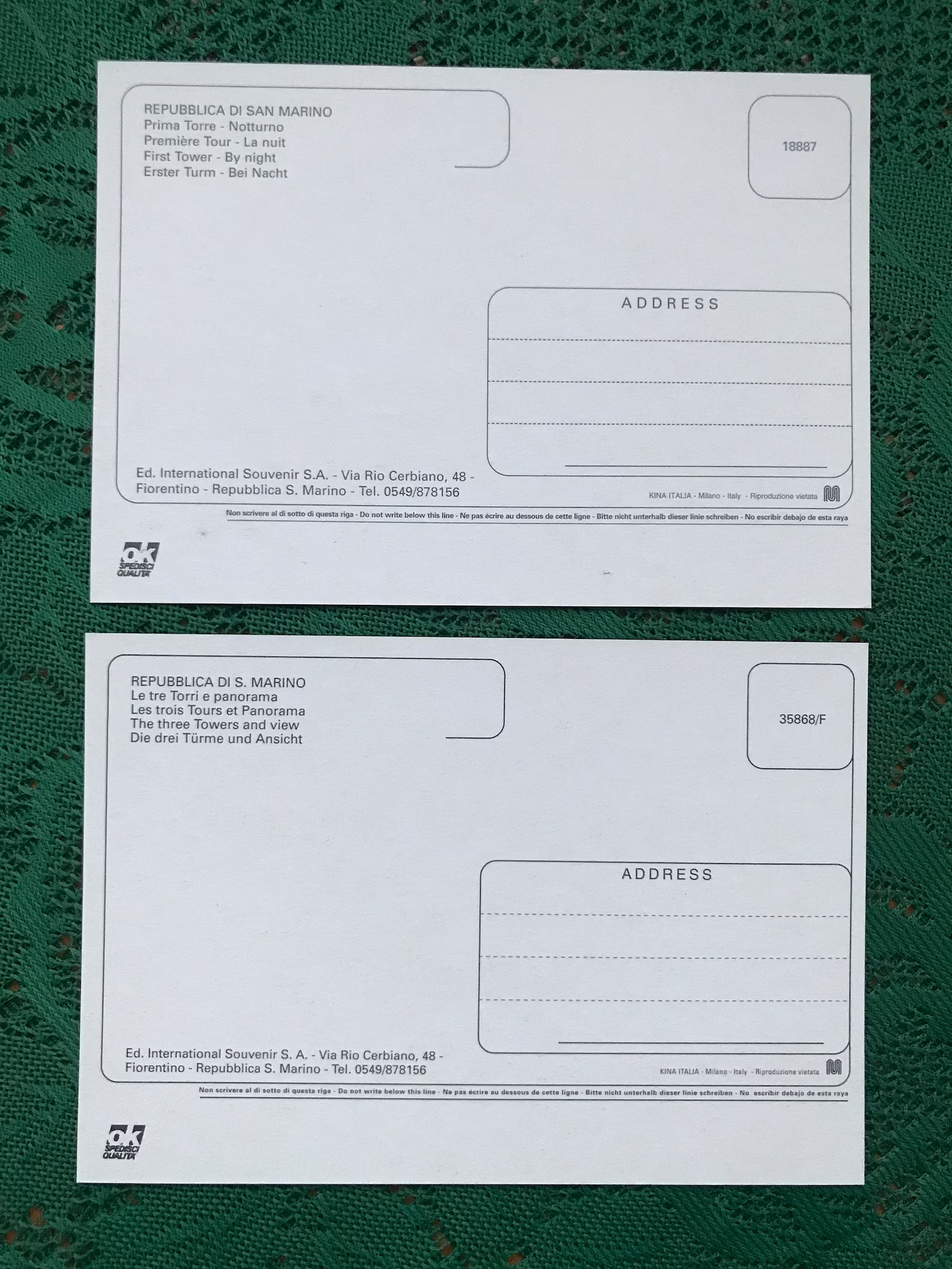 Set of 5 SAN MARINO Italy postcards from 2000s - Postcrossing viewcards