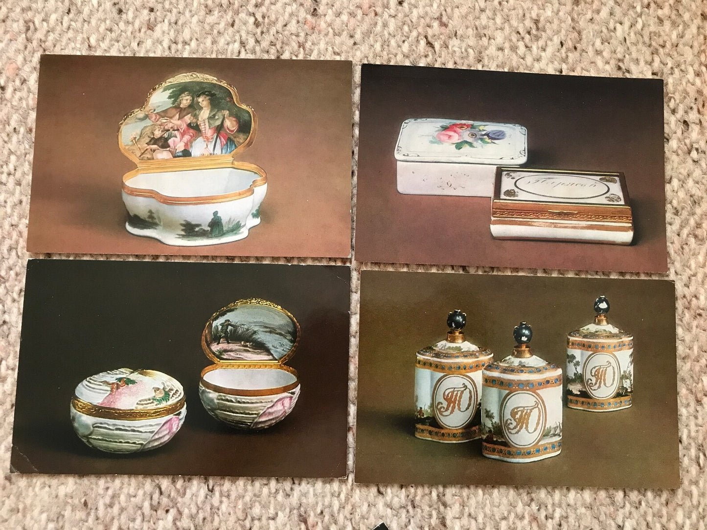 Set of 14 cards "Russian Snuff-Boxes" - Collectible postcards - The Hermitage Aurora Art Publishers Leningrad - Russia USSR - 1985 - unused