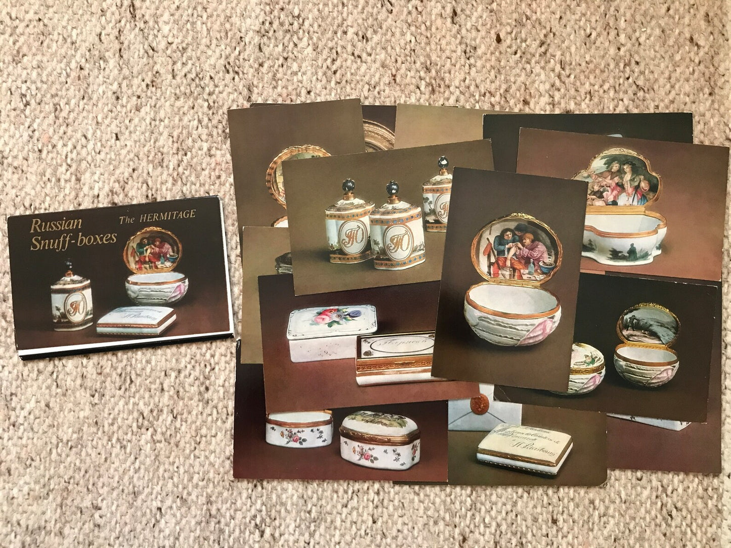 Set of 14 cards "Russian Snuff-Boxes" - Collectible postcards - The Hermitage Aurora Art Publishers Leningrad - Russia USSR - 1985 - unused