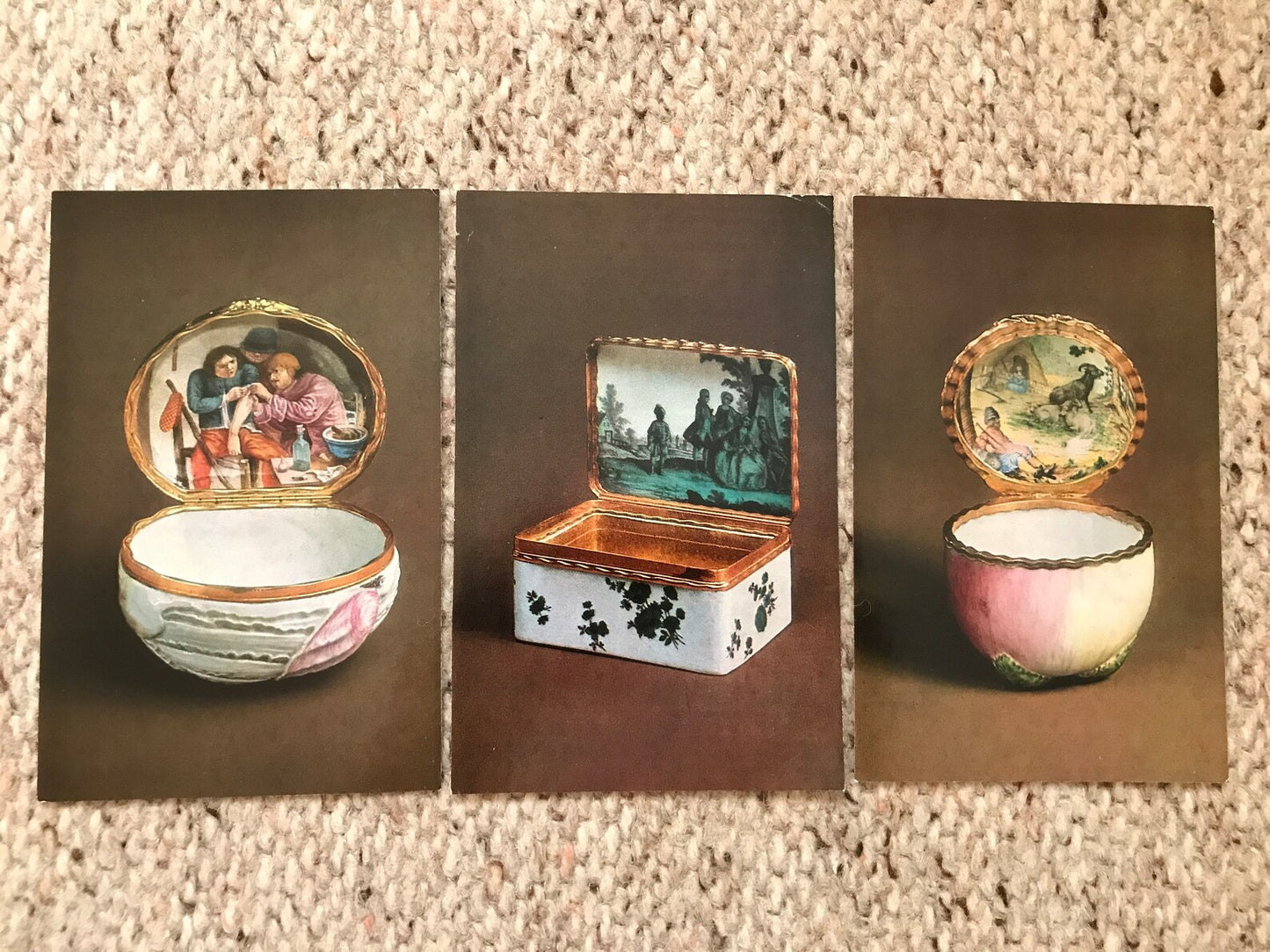 Set of 14 cards "Russian Snuff-Boxes" - Collectible postcards - The Hermitage Aurora Art Publishers Leningrad - Russia USSR - 1985 - unused