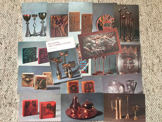 Set of 16 Vintage USSR collectible cards - Metalwork and Stamped Leather from Estonia - 1978 - unused