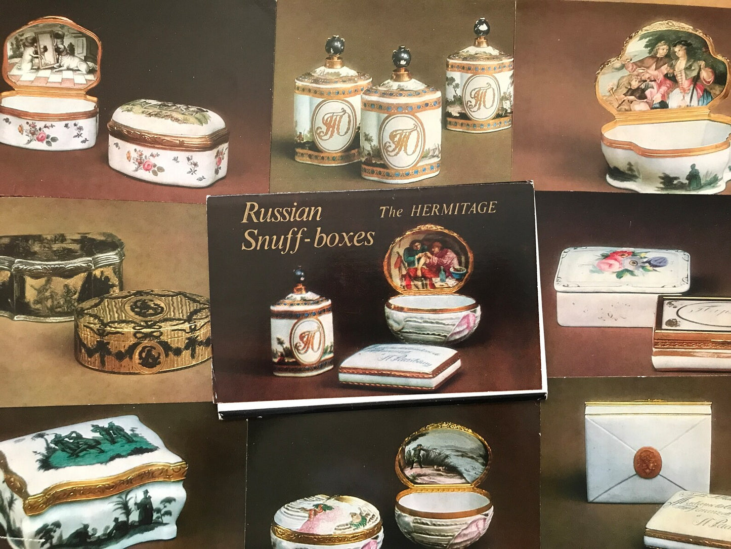Set of 14 cards "Russian Snuff-Boxes" - Collectible postcards - The Hermitage Aurora Art Publishers Leningrad - Russia USSR - 1985 - unused