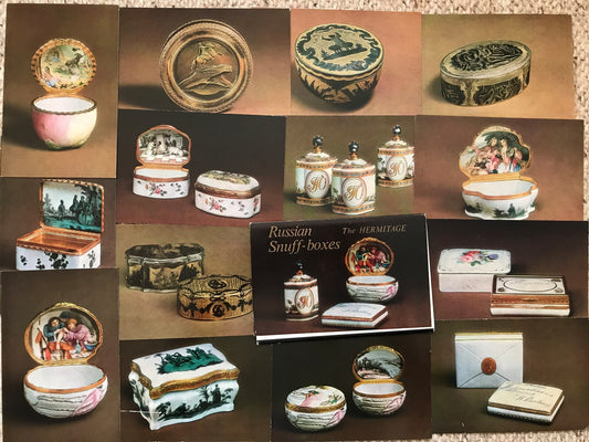 Set of 14 cards "Russian Snuff-Boxes" - Collectible postcards - The Hermitage Aurora Art Publishers Leningrad - Russia USSR - 1985 - unused