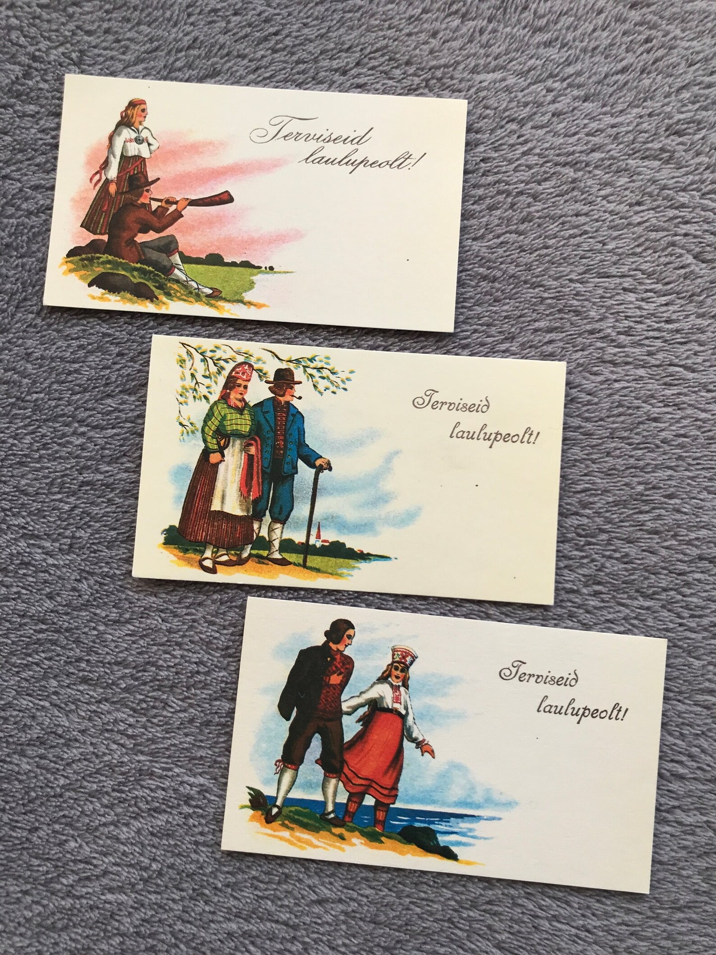 Set of 3 Estonian art postcard - Greetings from Song Festival - Reproduction from old cards - 1990 - unused
