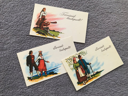 Set of 3 Estonian art postcard - Greetings from Song Festival - Reproduction from old cards - 1990 - unused