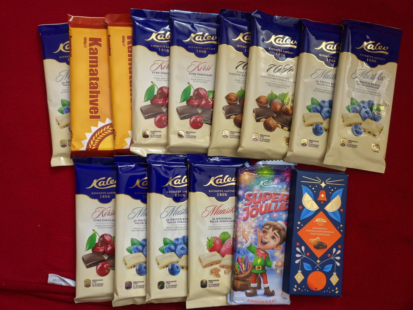 SALE!! Estonian Chocolate 15 bars - Kalev - White chocolate - Milk chocolate - Dark chocolate - Random choice