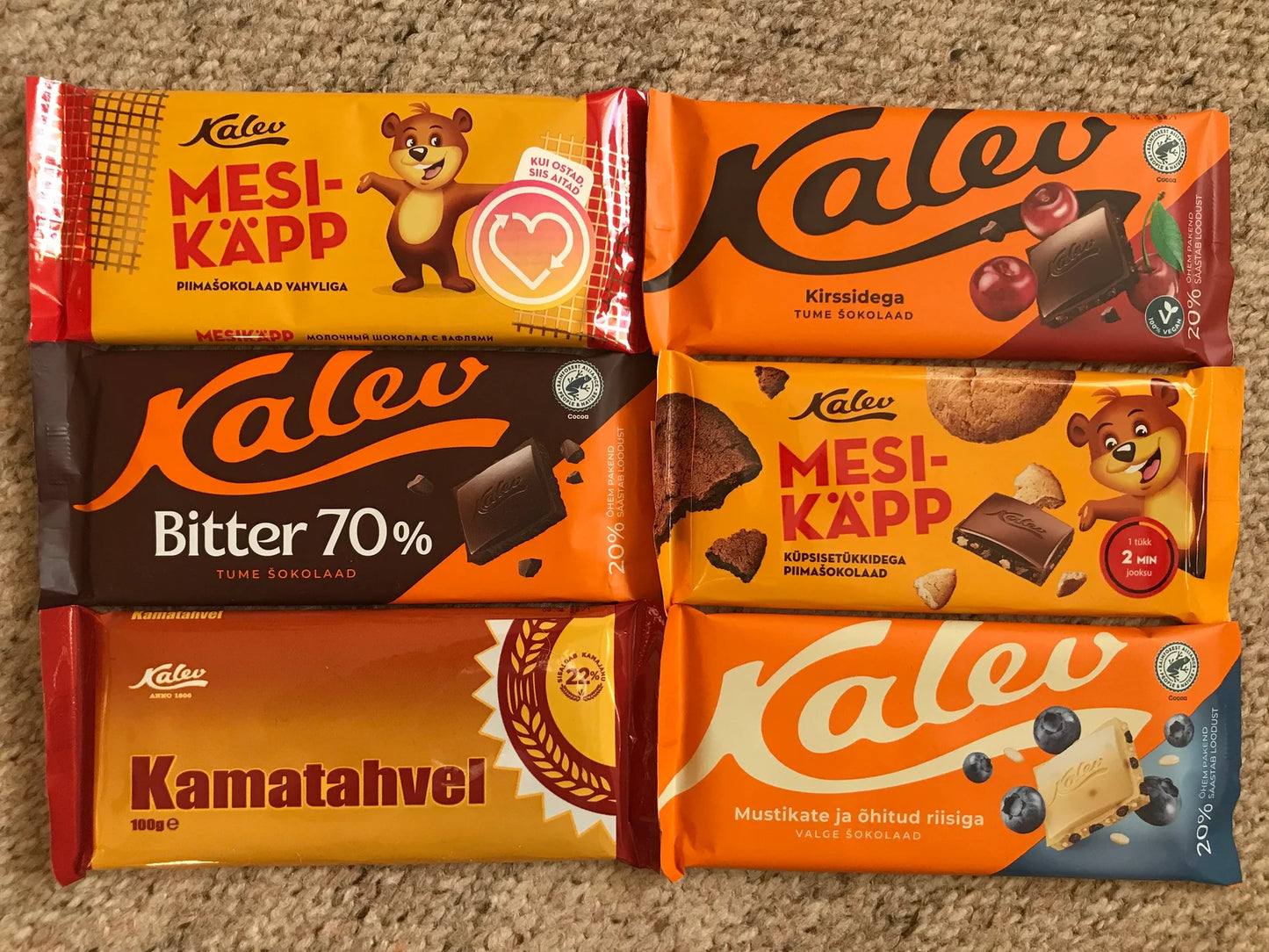 SALE!! Estonian Chocolate 15 bars - Kalev - White chocolate - Milk chocolate - Dark chocolate - Random choice