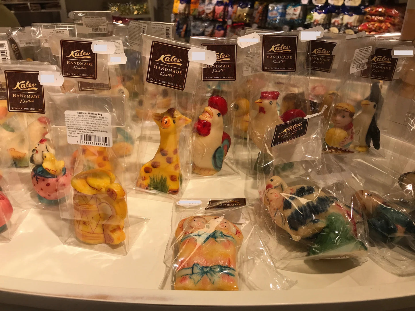 Estonian Marzipan Figures 3 pieces - Hand-sculpted and hand-painted - Kalev - Random choice
